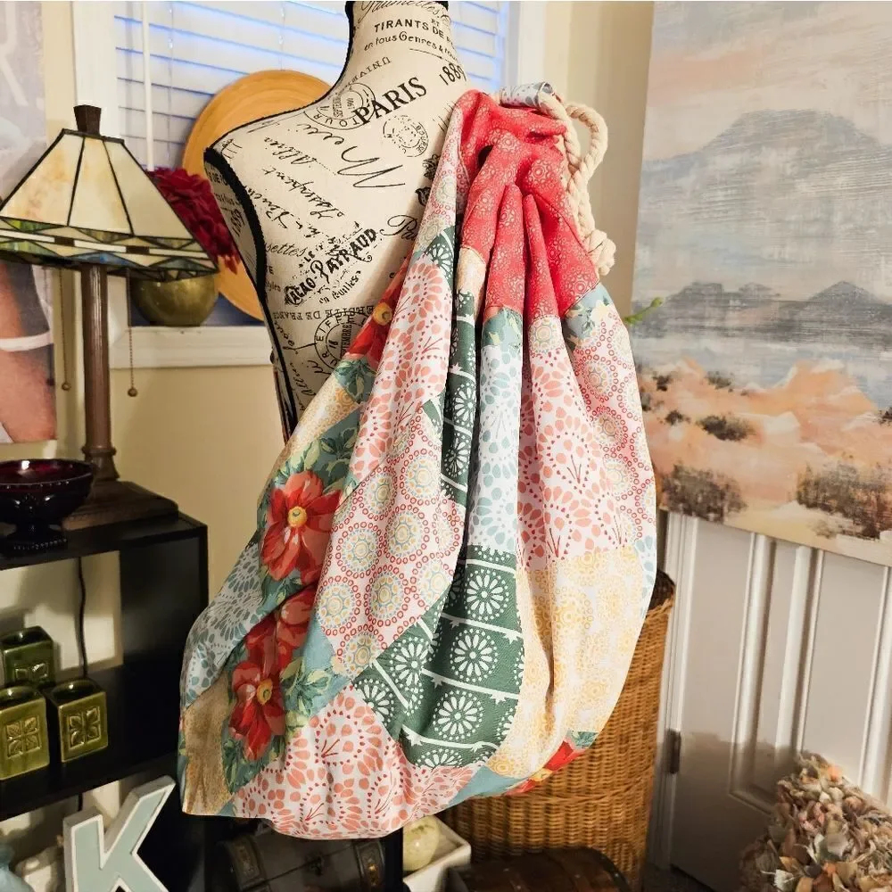Pioneer Woman Lightweight Cottagecore Rope Closure Boho Bag